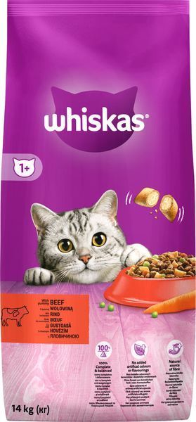 Корм для взрослых кошек Whiskas (Вискас) с говядиной на вес 1 кг 149639-1 фото