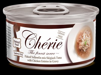Вологий корм Cherie Signature Gravy Mix Tuna & Chiken для кішок зі шматочками тунця та курки в соусі, 80 г вCHS14304 фото