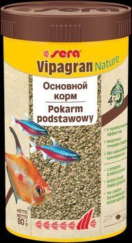 Основной корм Sera Vipagran Nature (Сера Випагран) для всех рыб, питающихся в средних слоях воды 250 мл (80 г) х00202 фото