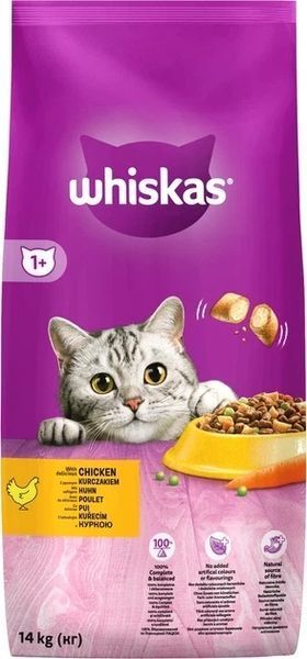 Сухой корм Whiskas (Вискас) для взрослых кошек с курицей, 14 кг 149657 фото