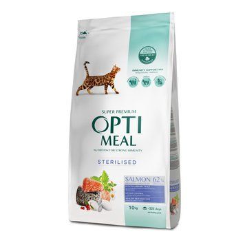 Сухой корм для стерилизованных/кастрированных кошек Оптимил Optimeal с лососем, 10 кг B1832501 фото