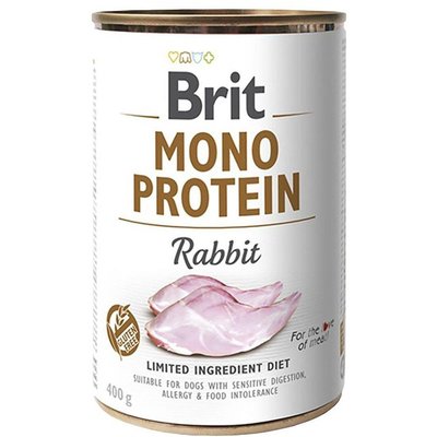 Консерви для собак Бріт Brit Mono Protein Rabbit з кроликом, 400 г 100835/100061/9797 фото