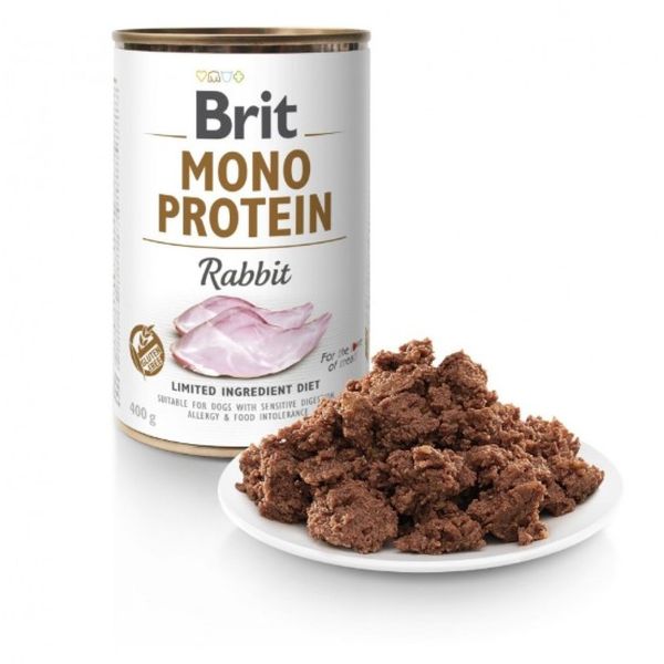 Консерви для собак Бріт Brit Mono Protein Rabbit з кроликом, 400 г 100835/100061/9797 фото