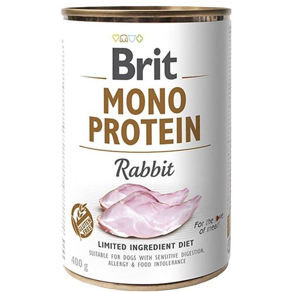 Консервы для собак Брит Brit Mono Protein Rabbit с кроликом, 400 г 100835/100061/9797 фото