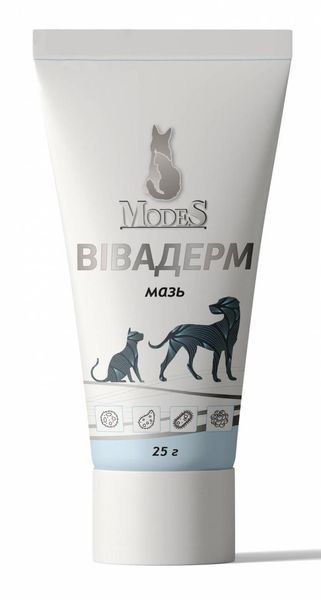 Мазь для собак та котів та інших тварин Вівадерм 25 г, Modes 7328639 фото
