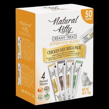 Набір крем-снеків Natural Kitty Creamy для котів на основі курятини 50 шт.х12 г (4 смаки) В-231102 фото