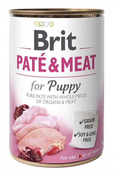 Консервы для щенков Брит Brit Pete & Meat Puppy Chicken & Turkey с курицей и индейкой, 400 г 100862/1000079/0335 фото