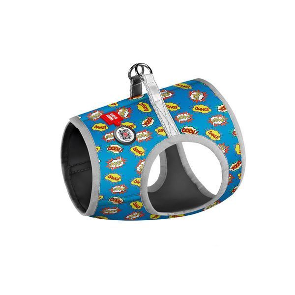 Шлея для собак м'яка WAUDOG Clothes з QR-паспортом, малюнок "ВАУ", S2, В 46-50 см, С 43-45 см 2905 фото