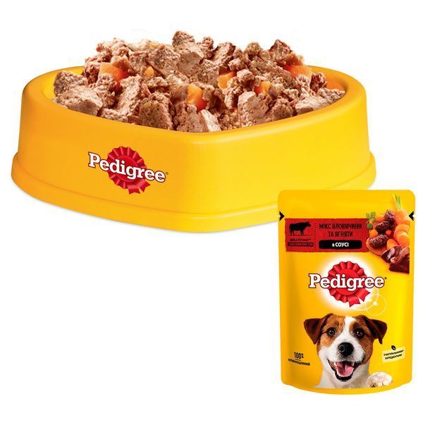 Pedigree (Педигри) влажный корм для собак с говядиной и ягненком в соусе 100 г (блок 24 шт) 348118 фото