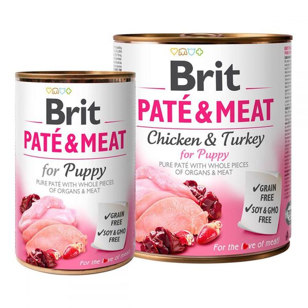 Консерви для цуценят Брит Brit Pete & Meat Puppy Chicken & Turkey з куркою та індичкою, 400 г 100862/1000079/0335 фото