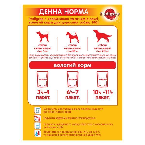 Pedigree (Педигри) влажный корм для собак с говядиной и ягненком в соусе 100 г (блок 24 шт) 348118 фото