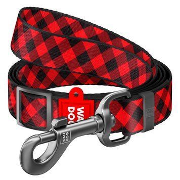 Поводок для собак нейлоновый WAUDOG Nylon, рисунок "Шотландка красная", регулируемый, Ш 25 мм, Дл 152-183 см 5300 фото