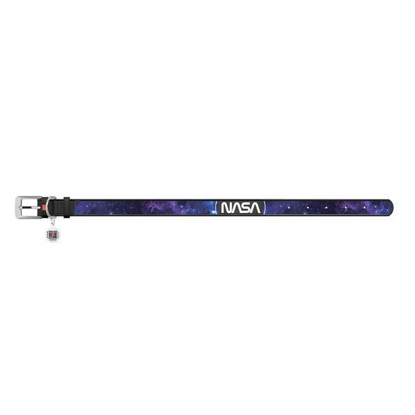 Нашийник для собак шкіряний WAUDOG Design з QR паспортом, малюнок "NASA21", XS, Ш 12 мм, Д 20-28 см, чорний 3602-0148-01 фото
