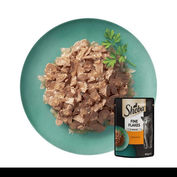 Влажный корм Sheba (Шеба) cij POU для взрослых кошек с индейкой в желе 85 г (блок 28 шт) 460604 фото