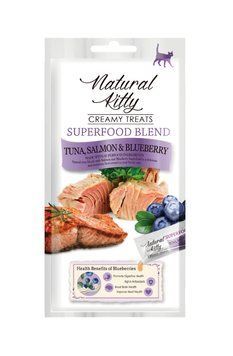 Крем-снеки для котів Natural Kitty Creamy зі смаком тунця, лосося та чорниці 24 шт х 12 г В-Р27648 фото