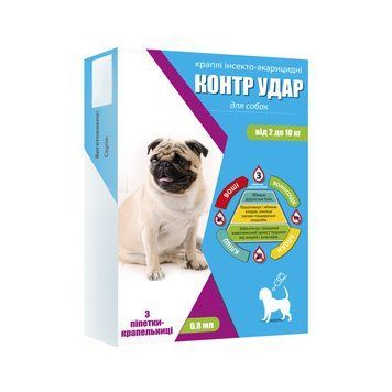 Контр Удар краплі на холку для собак 2-10 кг, 0.8 мл №3 901352 фото