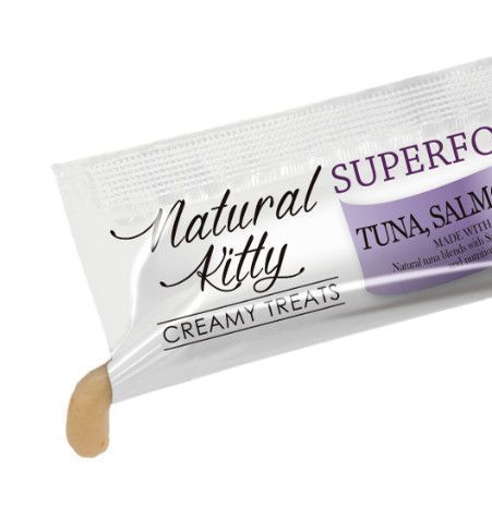 Крем-снеки для котів Natural Kitty Creamy зі смаком тунця, лосося та чорниці 24 шт х 12 г В-Р27648 фото