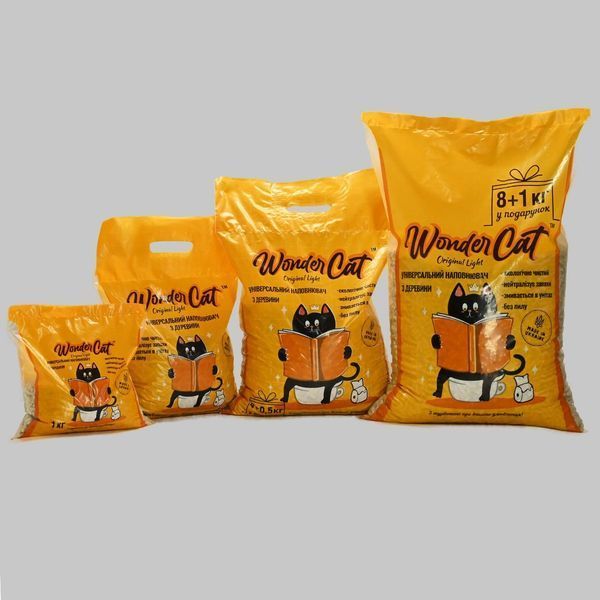 Універсальний гігієнічний наповнювач WonderCat деревний наповнювач з поглинаючим ефектом, 2.5 кг В150002 фото