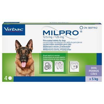 Мілпро Milpro 12,5 мг / 125 мг для собак 5 - 25 кг (4 таблетки) 902109 фото