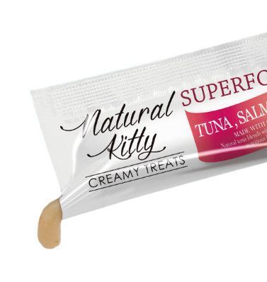 Крем-снеки для котів Natural Kitty Creamy зі смаком тунця, лосося та журавлини 24 шт х 12 г В-Р27655 фото