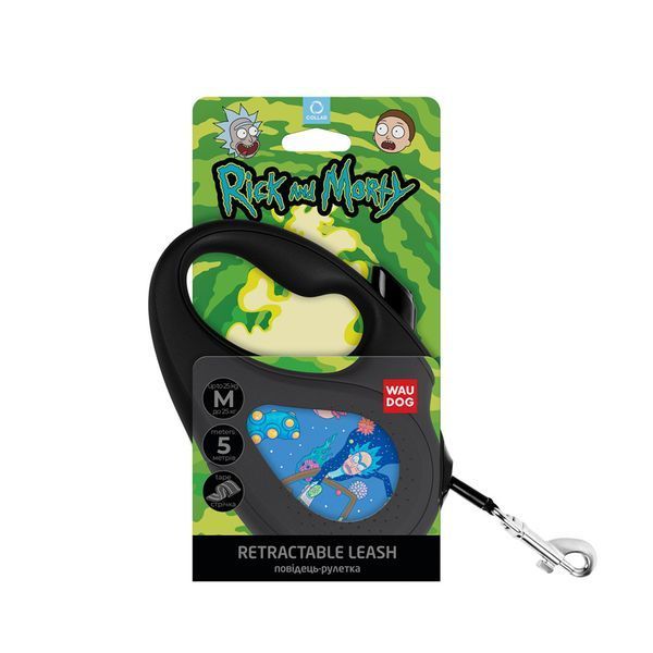 Повідець-рулетка для собак WAUDOG R-leash, малюнок "Рік і Морті 3", світловідбивна стрічка, M, до 25 кг, 5 м 8125-0282-01 фото