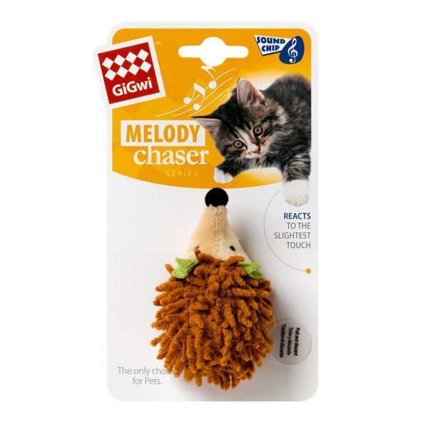 Игрушка для котов Ежик с электронным чипом GiGwi Melody chaser, текстиль, 7 см 75033 фото