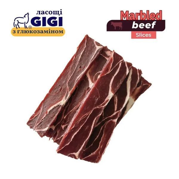 Вкусняшки GiGi "Слайсы из мяса мраморной говядины" / лакомство Marbled Beef Slices 340 г GIG90056 фото