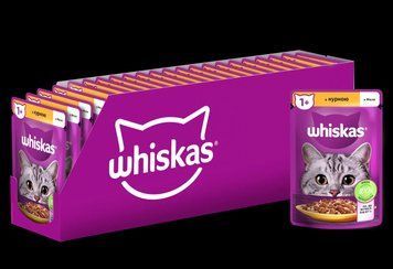 Влажный корм Whiskas (Вискас) с курицей в желе для взрослых кошек 85 г (блок 28 шт) 443948 фото