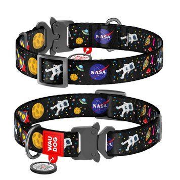 Ошейник для собак нейлоновый WAUDOG Nylon c QR паспортом, рисунок "NASA", металлическая пряжка-фастекс, Ш 20 5120 фото
