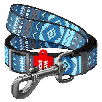 Поводок для собак нейлоновый WAUDOG Nylon, рисунок "Этно синий", регулируемый, Ш 15 мм, Дл 152-183 см 5361 фото