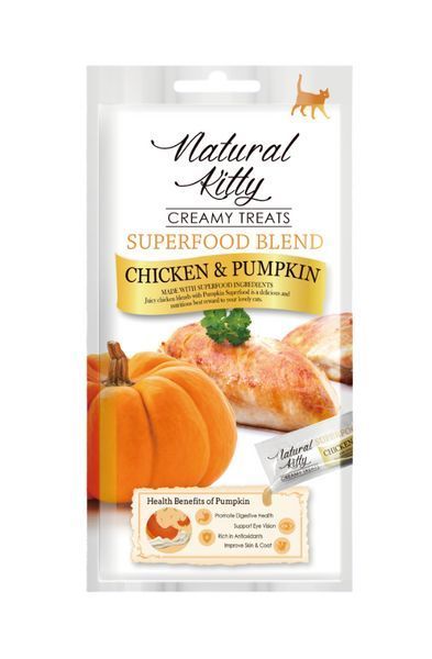 Крем-снек для кошек Natural Kitty Creamy treats Chicken & Pumpkin со вкусом курицы и тыквы упаковка 24 х 12 г В-Р31287 фото