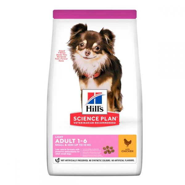 Hills Science Plan Light Adult Small & Mini Chicken Сухой корм для малоактивных собак мини и малых пород с 604236 фото