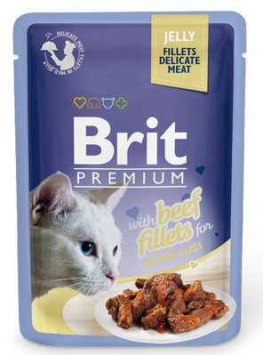 Вологий корм Бріт Brit Premium Філе яловичини в желі для котів 85 г 111241/470 фото