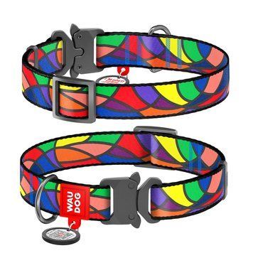 Ошейник для собак нейлоновый WAUDOG Nylon c QR паспортом, рисунок "Витраж", металлическая пряжка-фастекс, Ш 25 5176 фото