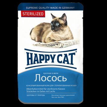 Консервований корм Happy Cat Btl sterilisiert Lachs з лососем для стерелізованих кішок (шматочки в соусі), 100 г В1004211 фото