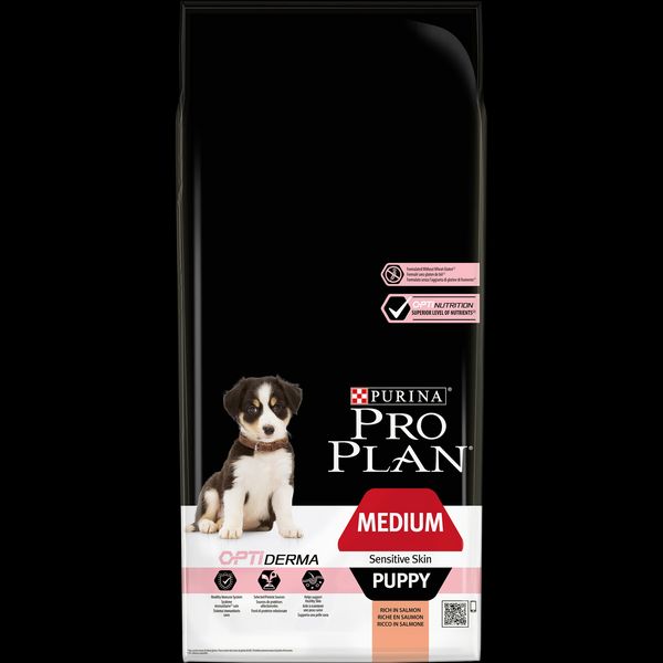 Сухой корм Purina Pro Plan Puppy Medium Optiderma для щенков средних пород с лососем 12 кг 16460 фото