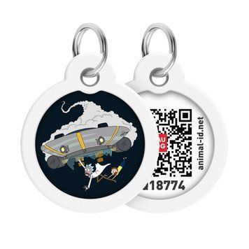 Адресник для собак и котов металлический WAUDOG Smart ID c QR паспортом, рисунок "Рик и Морти 1", круг, Д 30 230-0280 фото