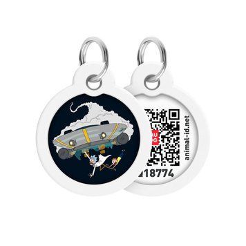 Адресник для собак и котов металлический WAUDOG Smart ID c QR паспортом, рисунок "Рик и Морти 1", круг, Д 25 225-0280 фото
