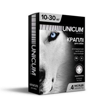Краплі UNICUM premium від бліх та кліщів для собак вагою 10-30 кг (упаковка 3 піпетки) 901718 фото