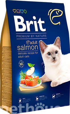 Сухий корм "Brit Premium by Nature Cat Adult Salmon" з лососем для котів, 300 гр 171844 фото