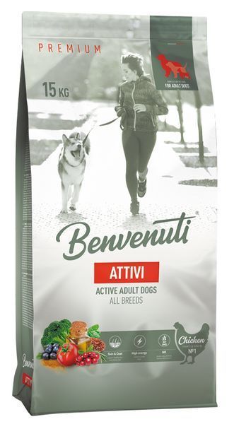 Корм для активних собак усіх порід Бенвенуті Benvenuti Attivi з куркою 1 кг (на вагу) 27426-1 фото