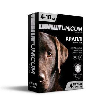 Краплі Unicum Premium (Унікум Преміум) від бліх та кліщів для собак вагою 4-10 кг (упаковка 3 піпетки) 901719 фото