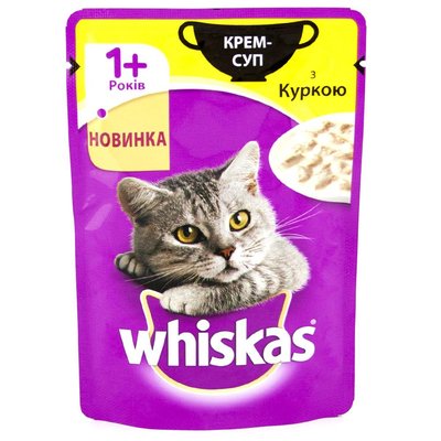 Whiskas Крем-Суп (пауч) Консерви для кішок з куркою в соусі / 85 гр 255435 фото