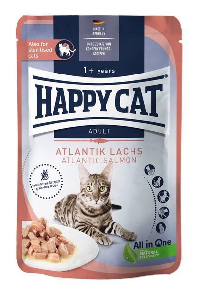 Вологий корм Happy Cat Culinary A-Lachs з лососем для котів (шматочки в соусі) Акція 4+1 (5 х 85 г) 1005193-5 фото