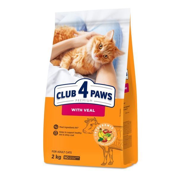 Сухий корм для дорослих котів Клуб 4 лапи Club 4 Paws з телятиною 1 кг (на вагу) 700300 фото