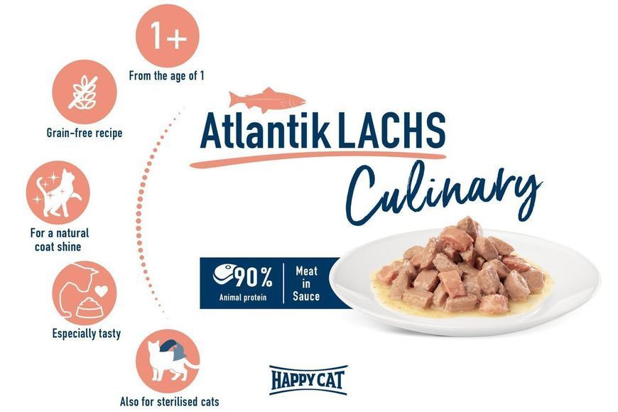 Вологий корм Happy Cat Culinary A-Lachs з лососем для котів (шматочки в соусі) Акція 4+1 (5 х 85 г) 1005193-5 фото