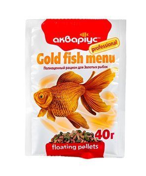 Корм для рыб Gold Fish Menu (Голд Фиш Меню) утопающие пеллеты для золотых рыбок 40 г, Аквариус 5166 фото