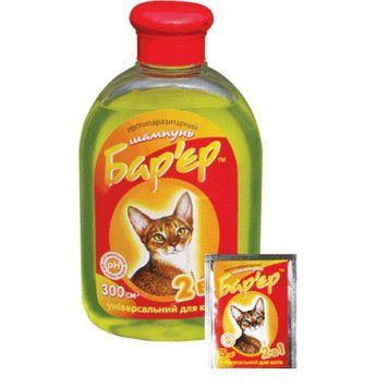 Противоразитарный шампунь Барьер 2 в 1 для кошек с короткой шерстью 300 мл 7782 фото
