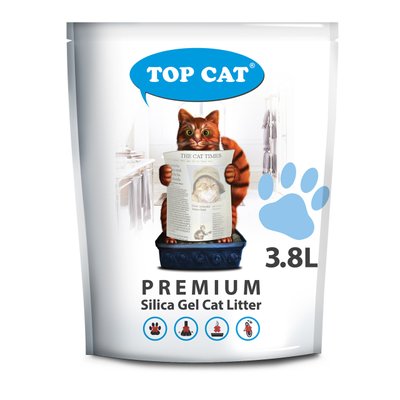 Силикагелевый наповнювач TOP CAT Premium 3,8 літра для котячого туалету 28070 фото
