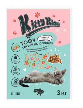 Наполнитель Кити Кис Kitty Kiss Тофу соевый для кошек с клубникой, 3 кг kitty14 фото